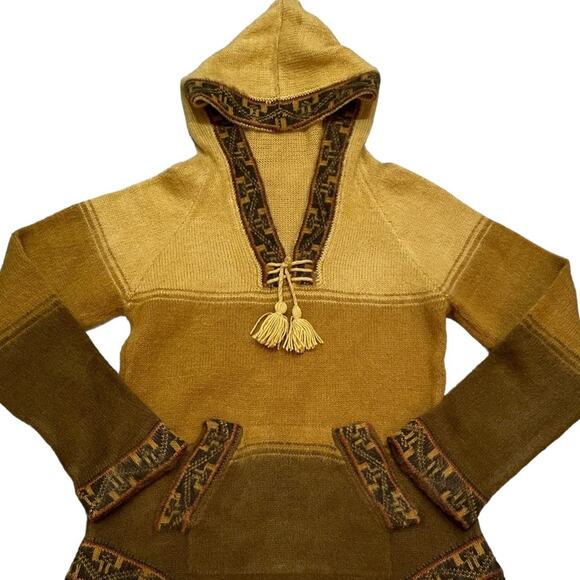 Bohemian Fringe Hem Sweater - Tan and Brown - Picture 3 of 3